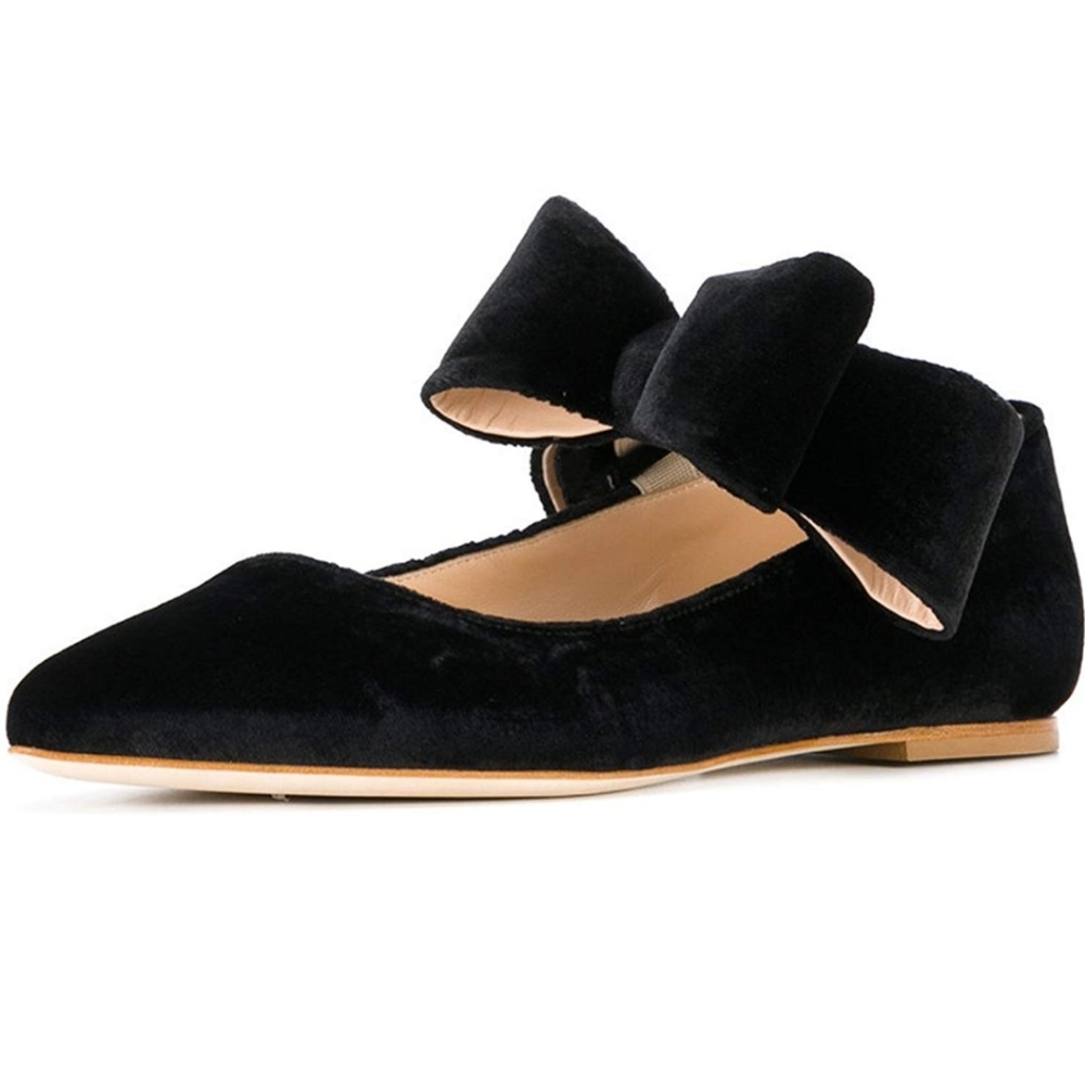 Black Velvet bow shoes